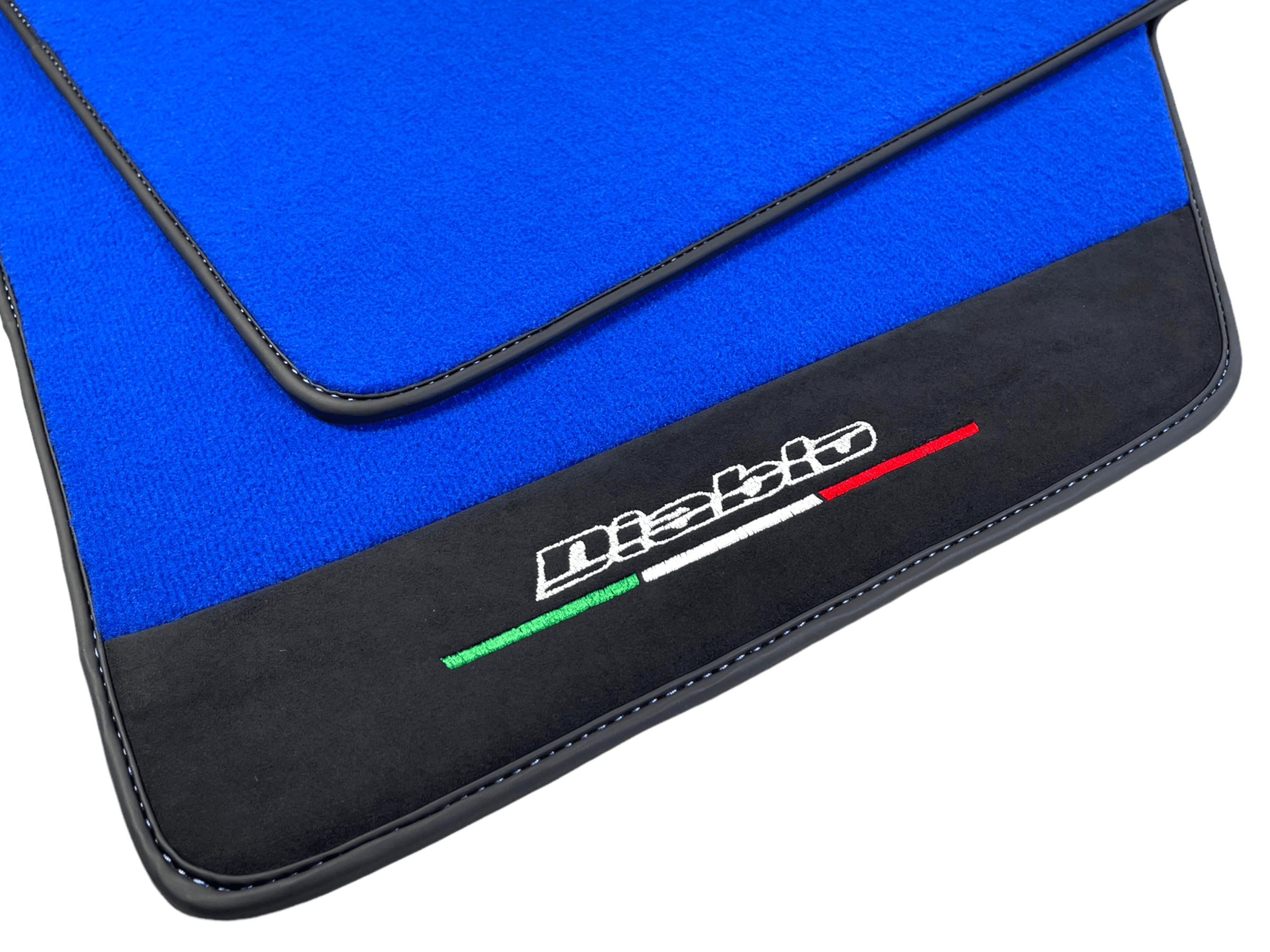 Blue Floor Mats for Lamborghini Diablo 1990-2001 With Alcantara Leather - AutoWin