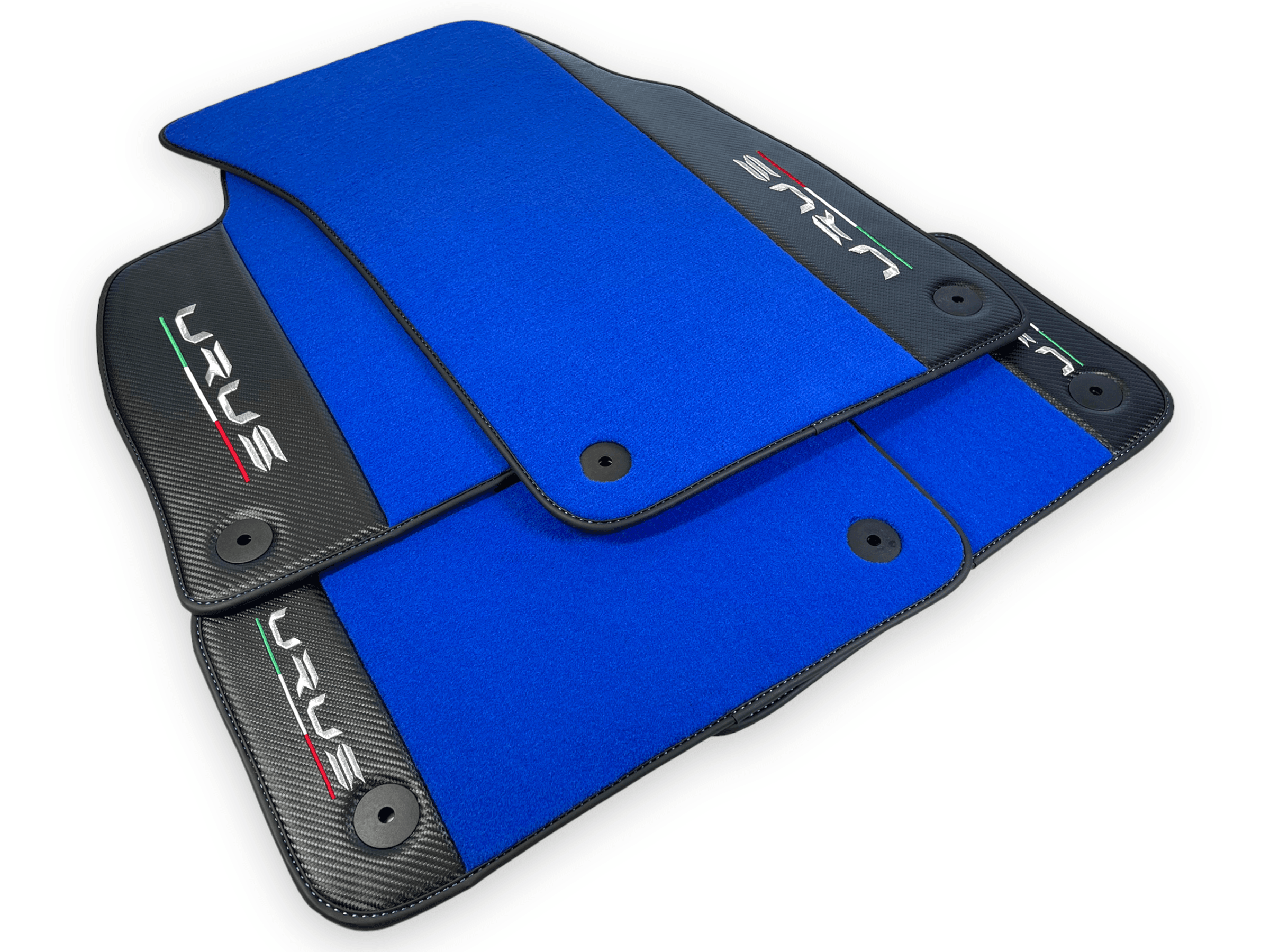 Blue Floor Mats For Lamborghini Urus With Carbon Leather - AutoWin