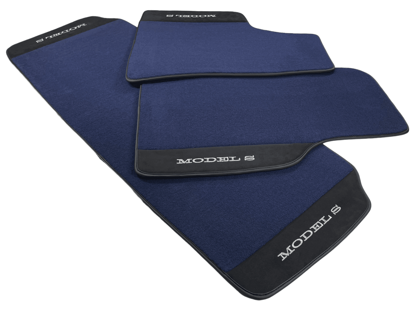 Dark Blue Floor Mats For Tesla Model S With Alcantara Leather - AutoWin