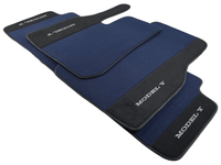 Dark Blue Floor Mats For Tesla Model Y With Alcantara Leather - AutoWin