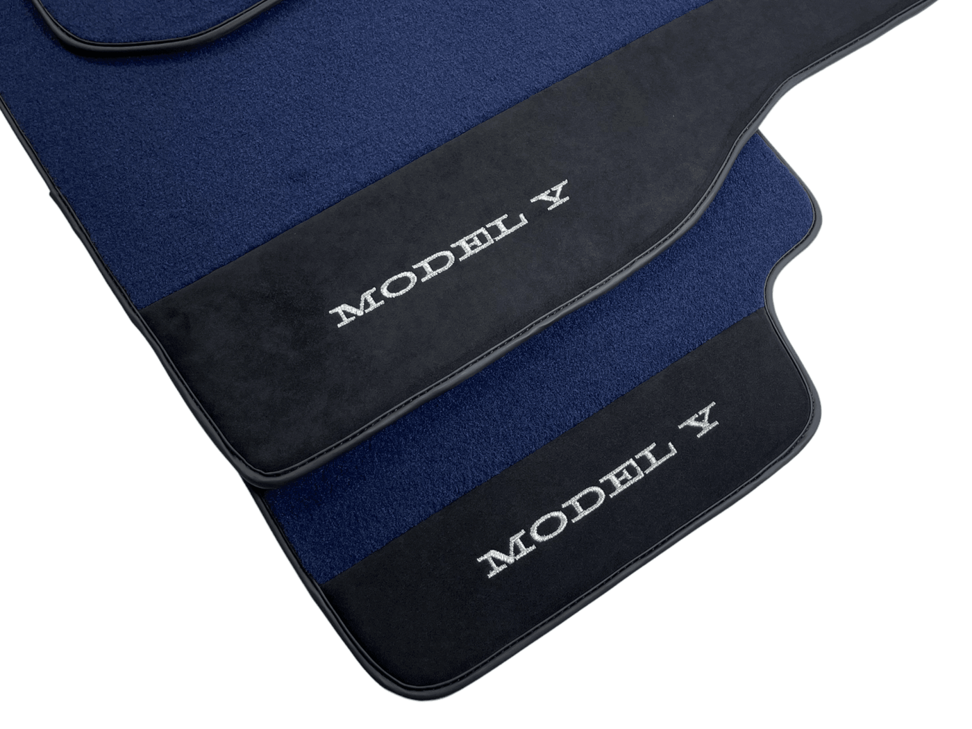 Dark Blue Floor Mats For Tesla Model Y With Alcantara Leather - AutoWin