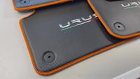 Floor Mats For Lamborghini Urus Carbon Leather Tailored Orange Trim