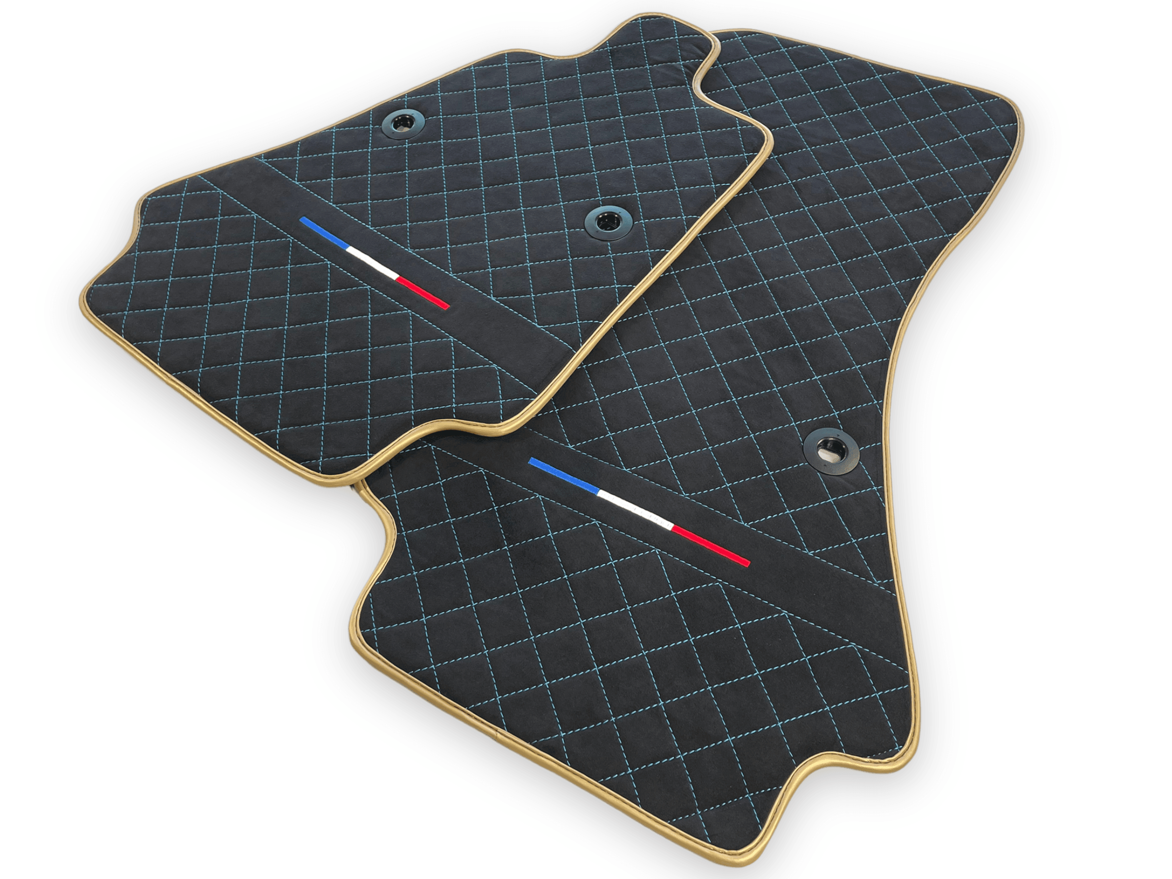 Floor Mats For Bugatti Chiron Alcantara Leather Gold Edition - AutoWin