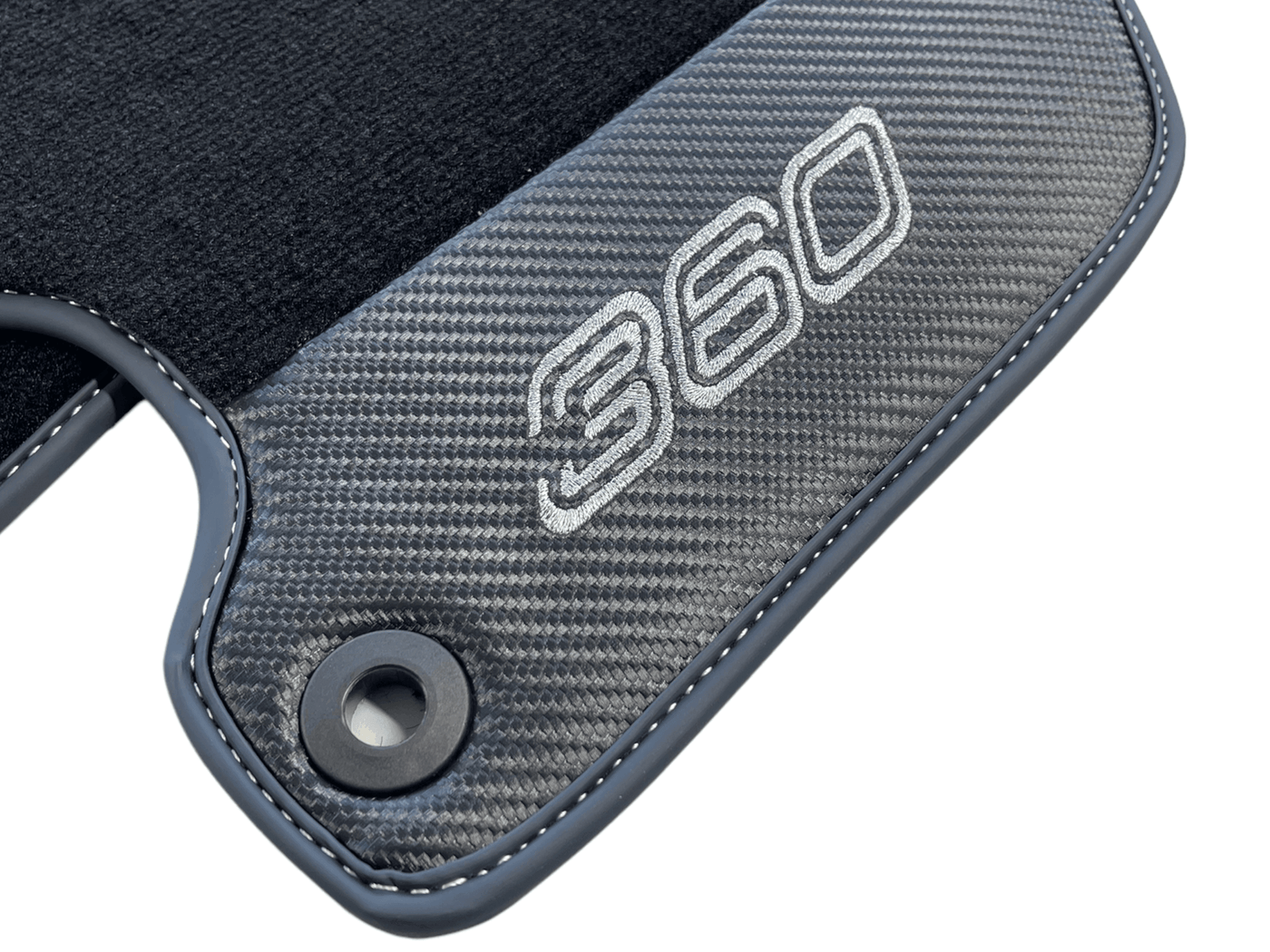 Floor Mats For Ferrari 360 Modena 1999-2005 Black With Carbon Fiber Leather - AutoWin