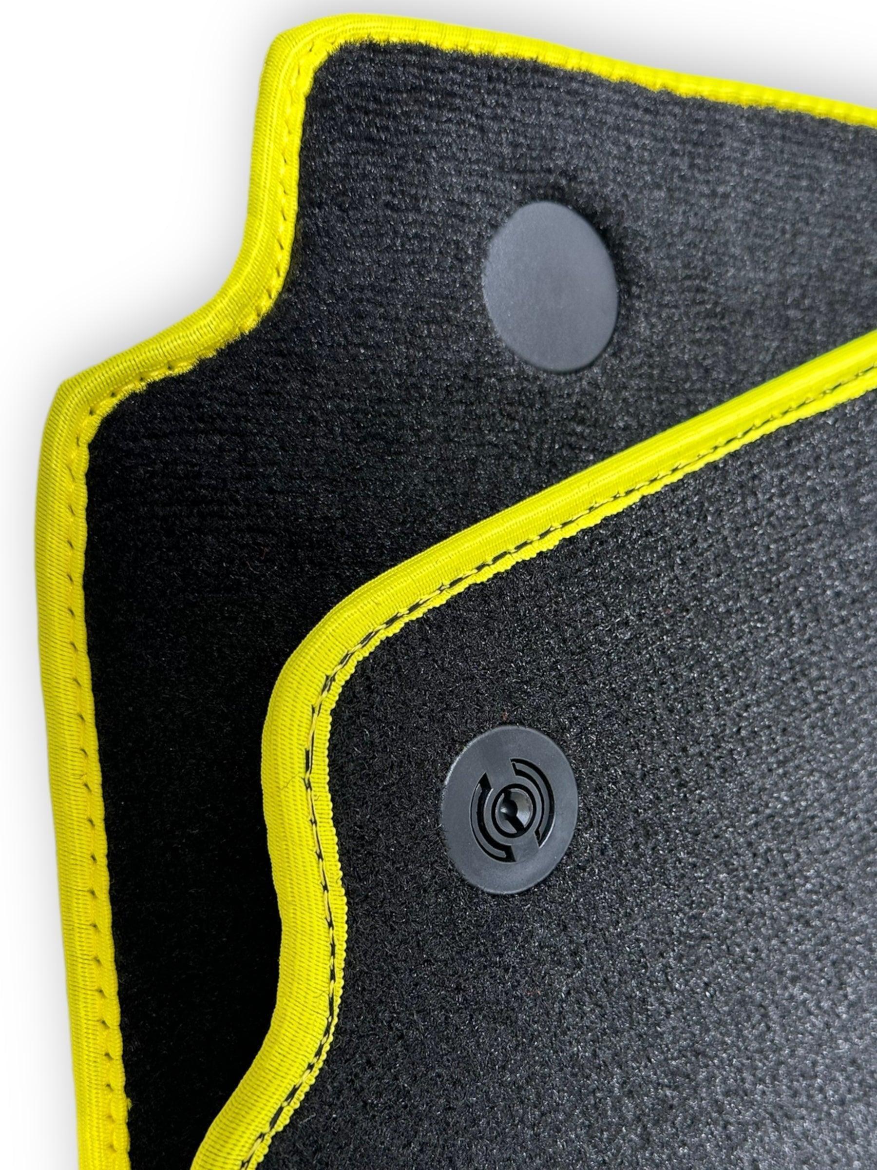 Floor Mats For Ferrari 488 Spider 2015-2022 Leather and Yellow Trim - AutoWin