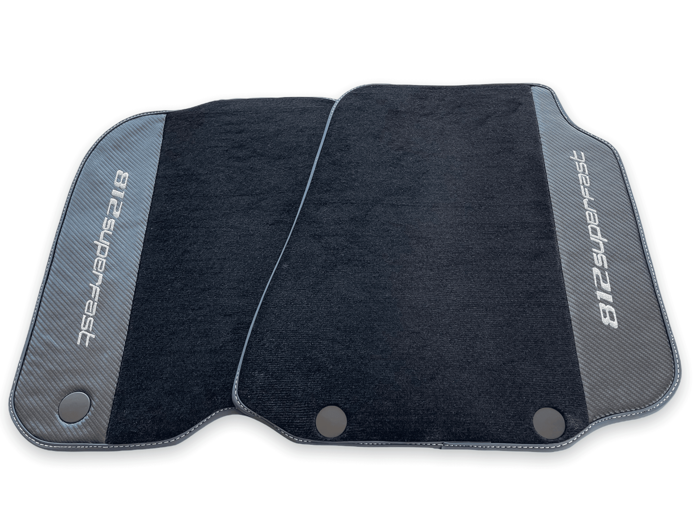 Floor Mats For Ferrari 812 Superfast Carbon Fiber And Black Carpet - AutoWin
