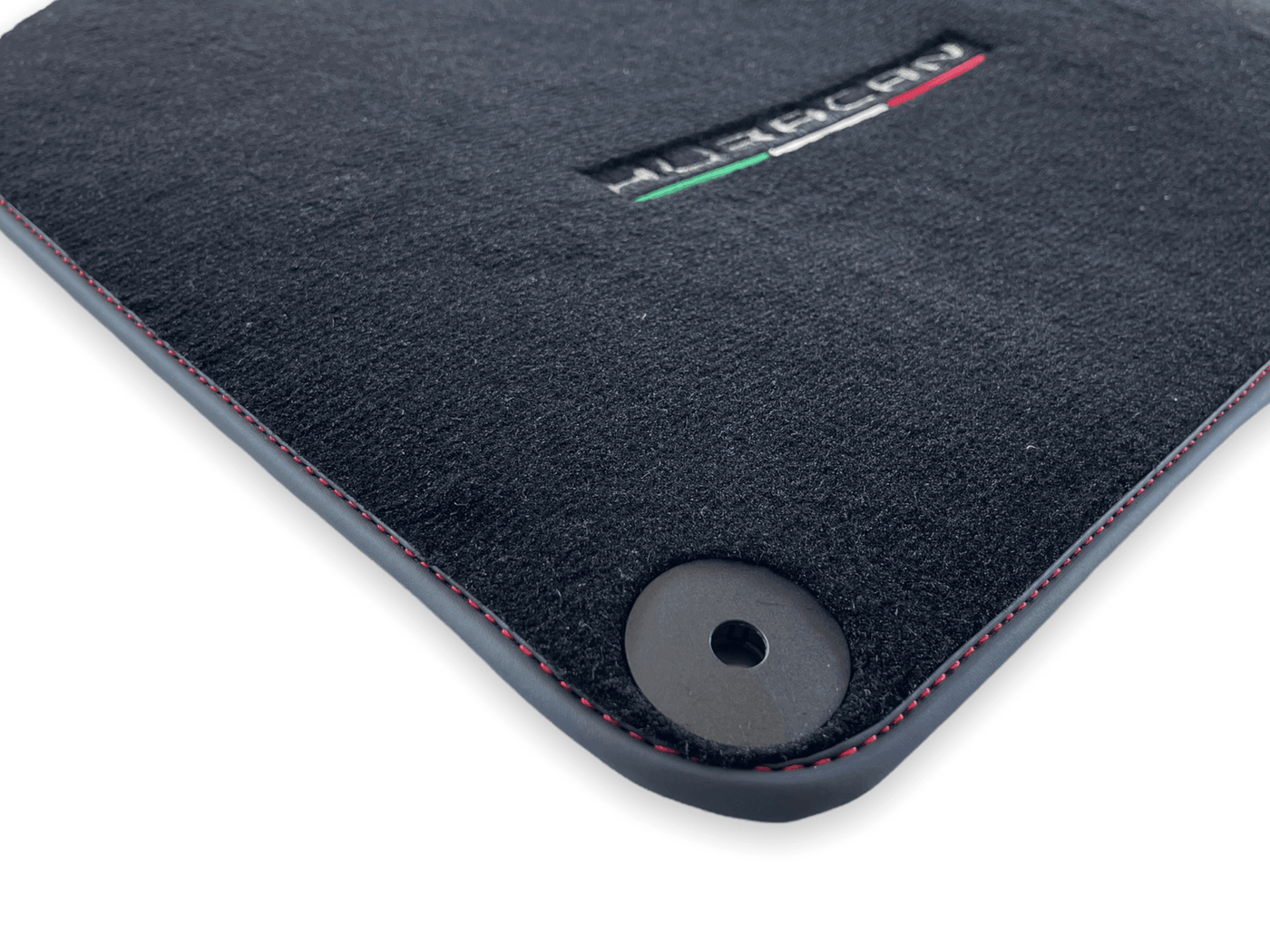 Floor Mats for Lamborghini Huracan With Italian Flag Red Stitch - AutoWin