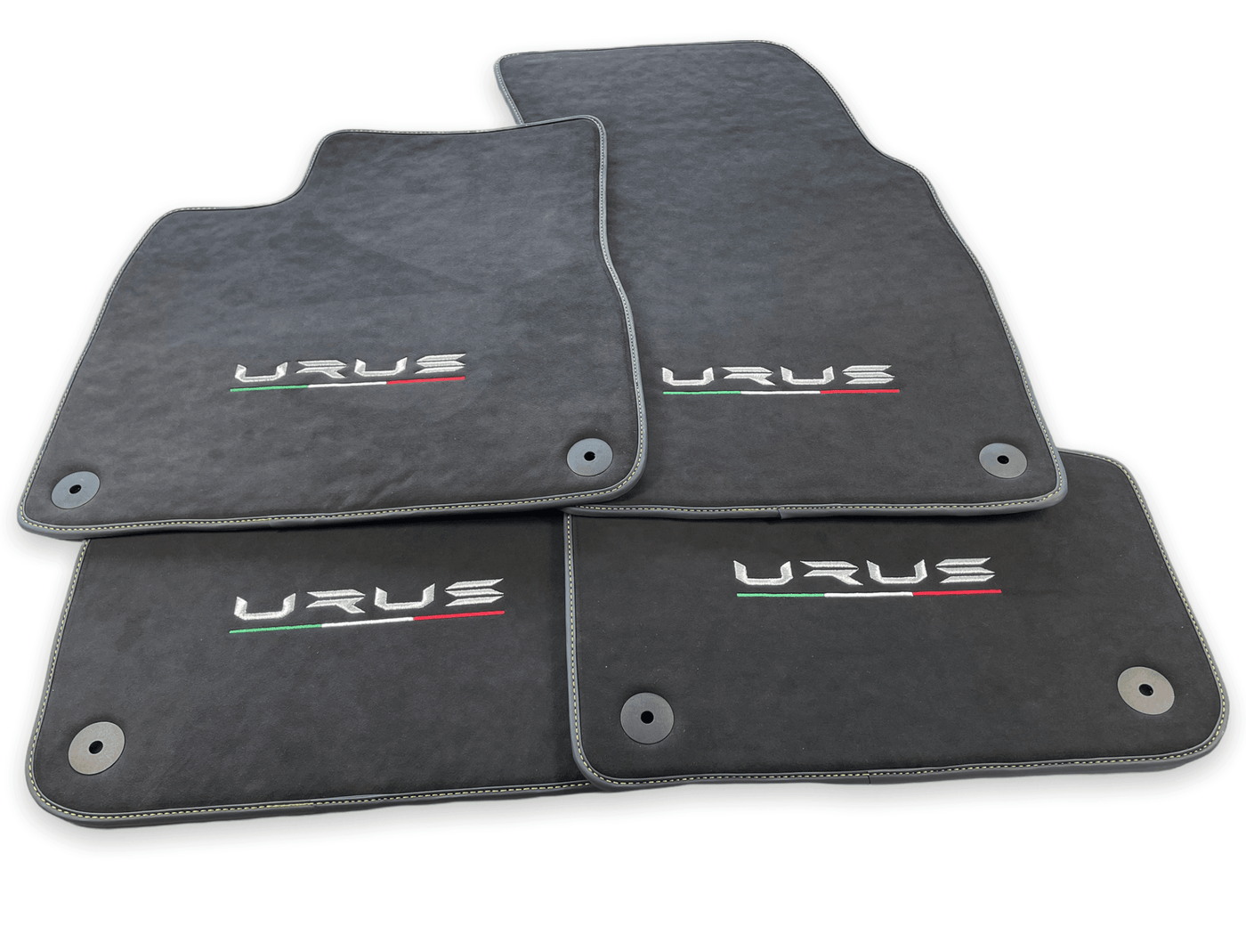 Floor Mats For Lamborghini Urus Alcantara Leather With Yellow Stitching - AutoWin