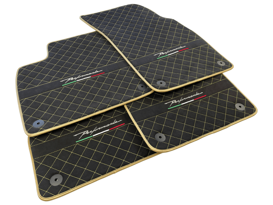 Lamborghini Urus Alcantara Leather Floor Mats with Gold Trim