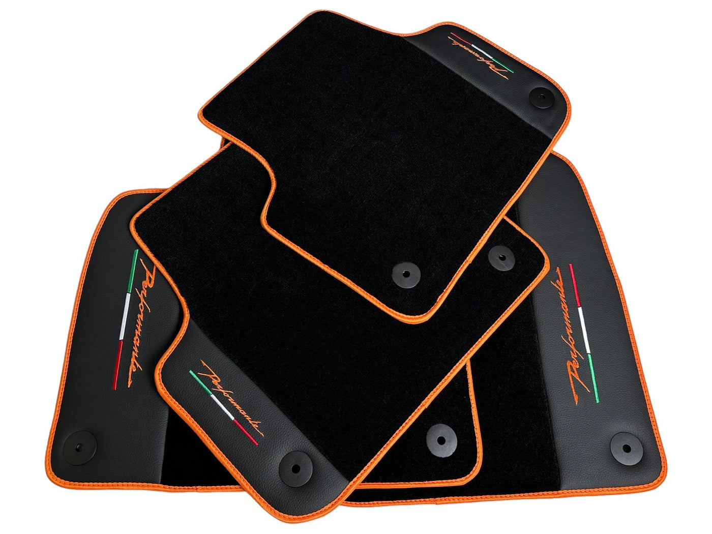 Floor Mats For Lamborghini Urus Performante Leather And Orange Trim - AutoWin