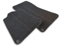 Floor Mats For McLaren 600LT (2018-2020) Alcantara Black Tailored Carpets With Orange Sewing - AutoWin