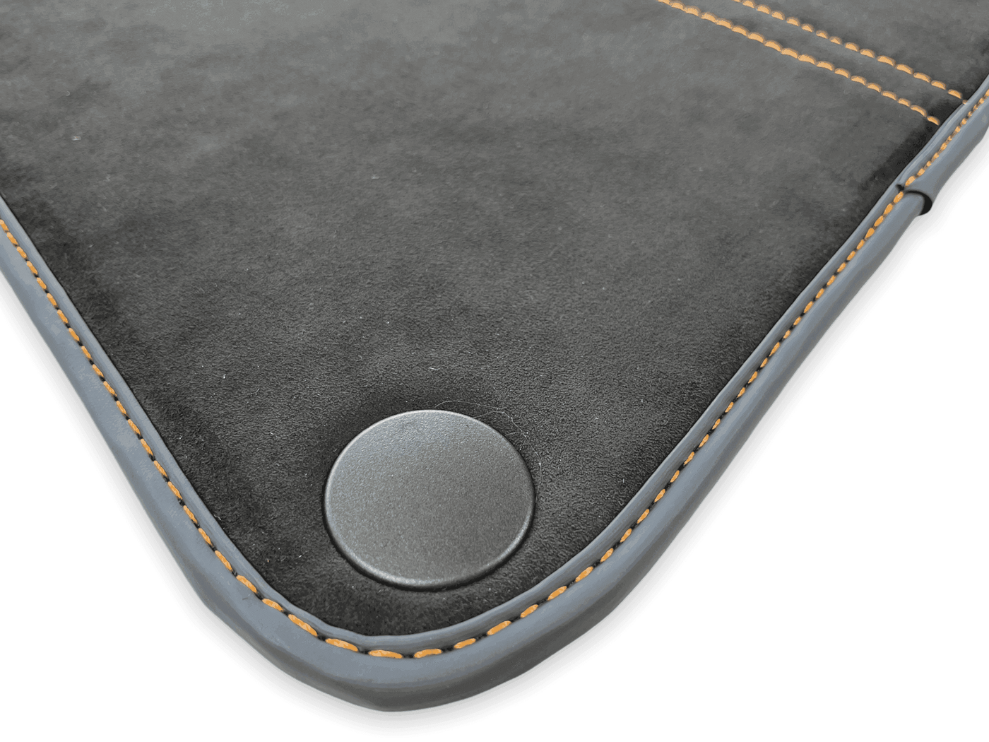Floor Mats For McLaren 600LT (2018-2020) Alcantara Black Tailored Carpets With Orange Sewing - AutoWin
