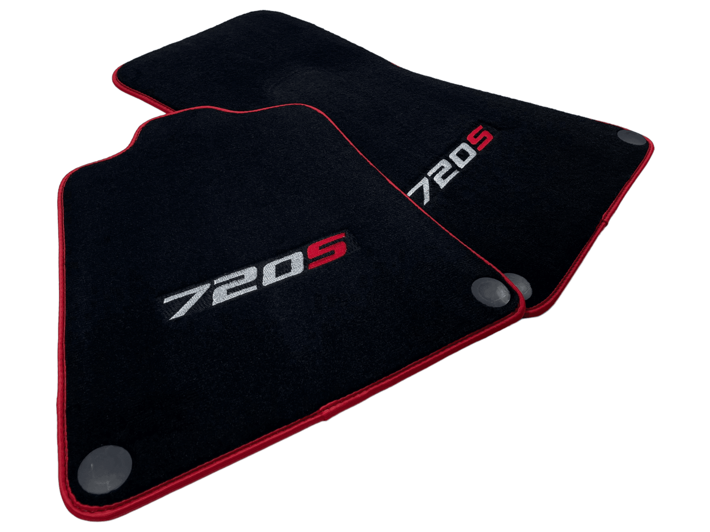Floor Mats For McLaren 720S Black Tailored With Red Trim - AutoWin