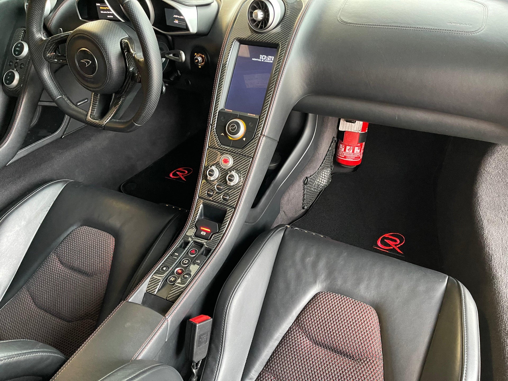 Floor Mats For McLaren MP4 12C Black Tailored Carpets Orange Trim - AutoWin