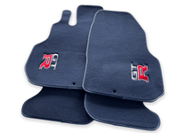 Floor Mats for Nissan GT-R Tailored Dark Blue Carpets Set With GTR Emblem - AutoWin