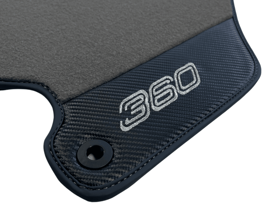 Gray Floor Mats For Ferrari 360 Modena 1999-2005 With Carbon Fiber Leather - AutoWin