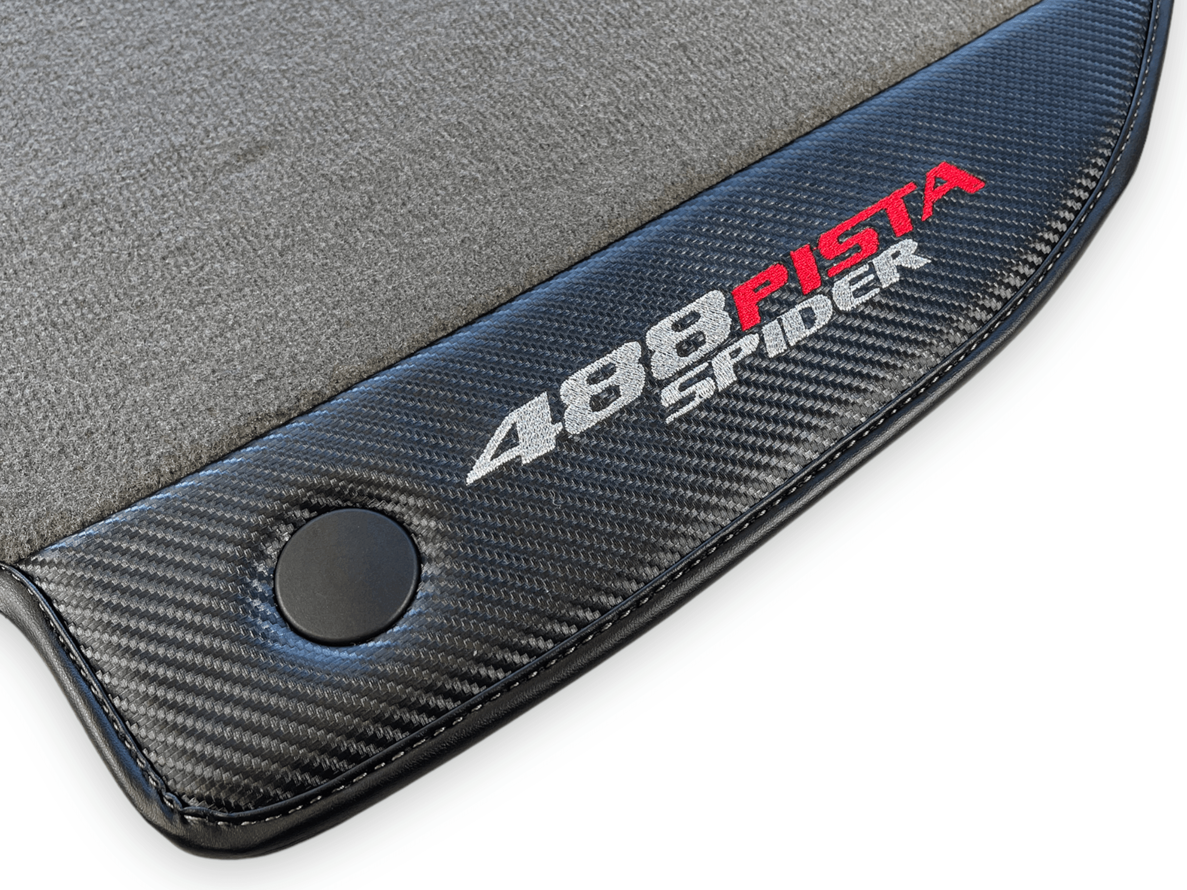 Gray Floor Mats For Ferrari 488 Pista Spider 2019-2021 With Carbon Fiber Leather - AutoWin