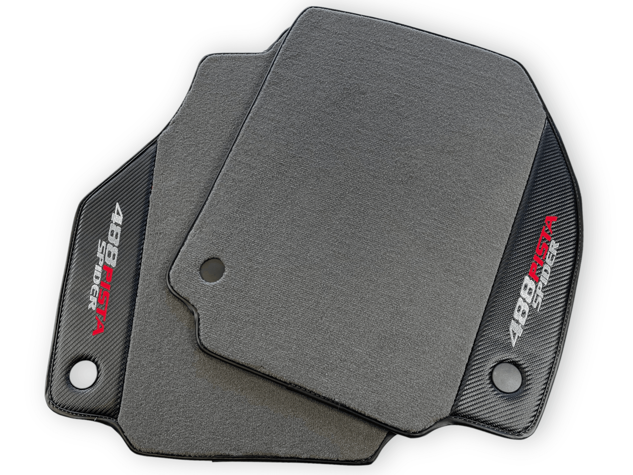 Gray Floor Mats For Ferrari 488 Pista Spider 2019-2021 With Carbon Fiber Leather - AutoWin