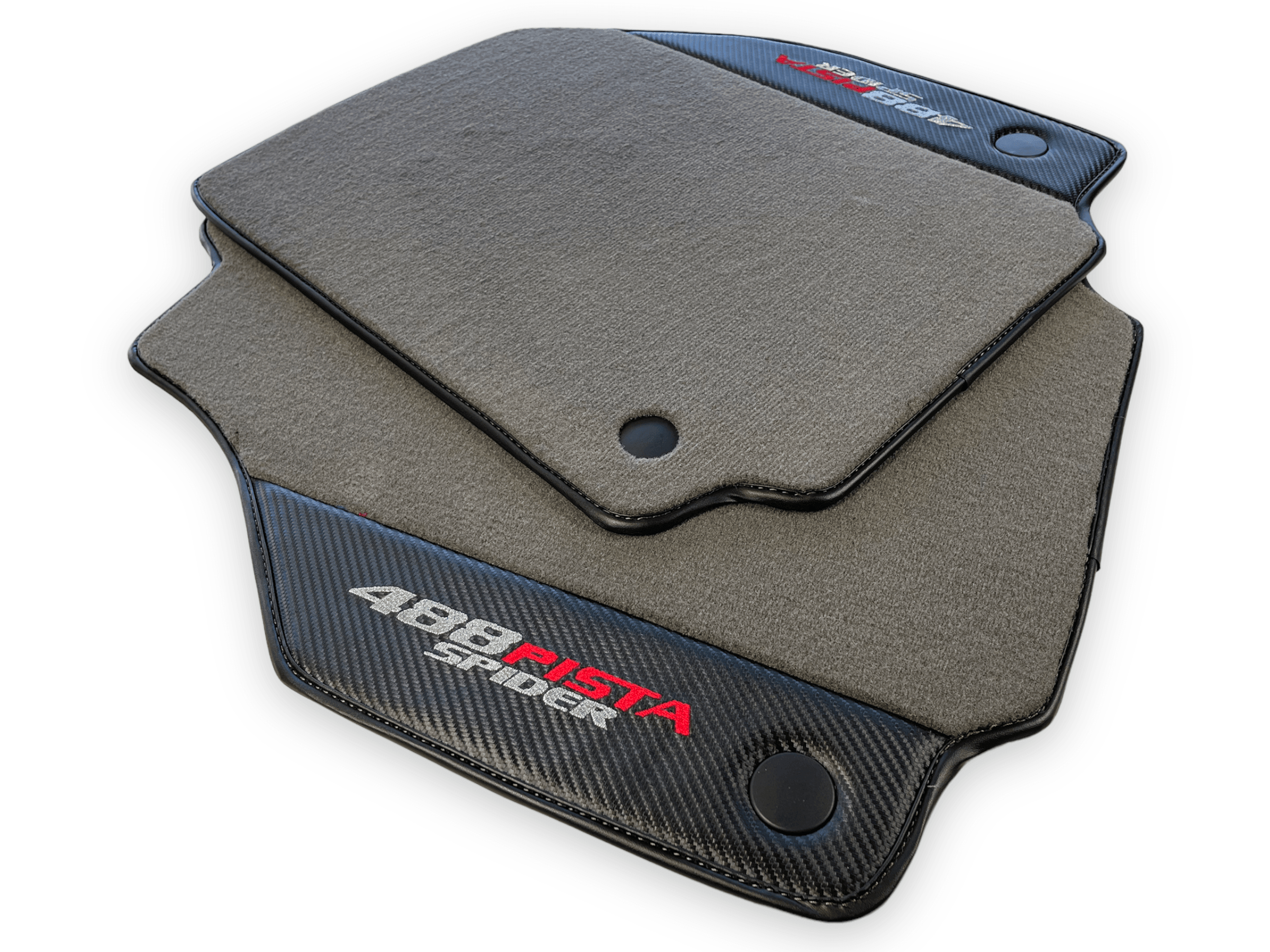 Gray Floor Mats For Ferrari 488 Pista Spider 2019-2021 With Carbon Fiber Leather - AutoWin
