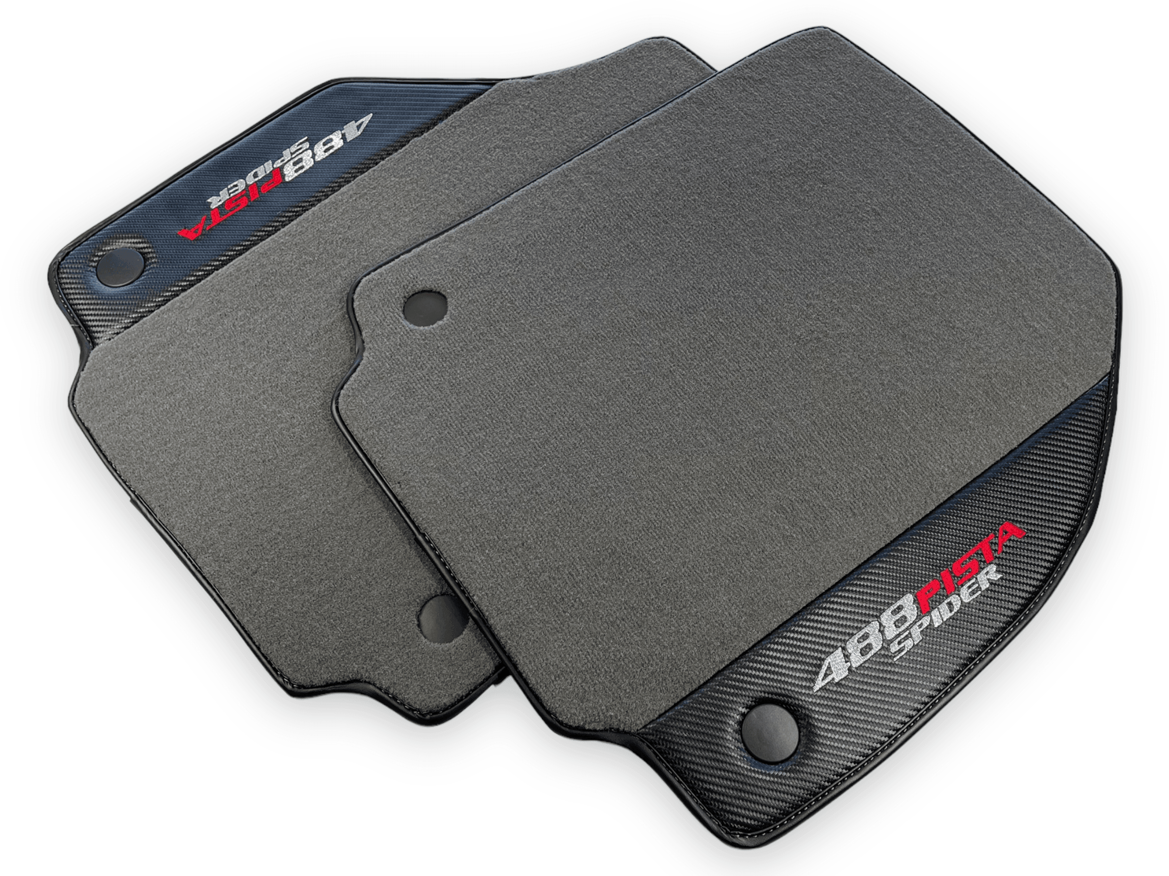 Gray Floor Mats For Ferrari 488 Pista Spider 2019-2021 With Carbon Fiber Leather - AutoWin