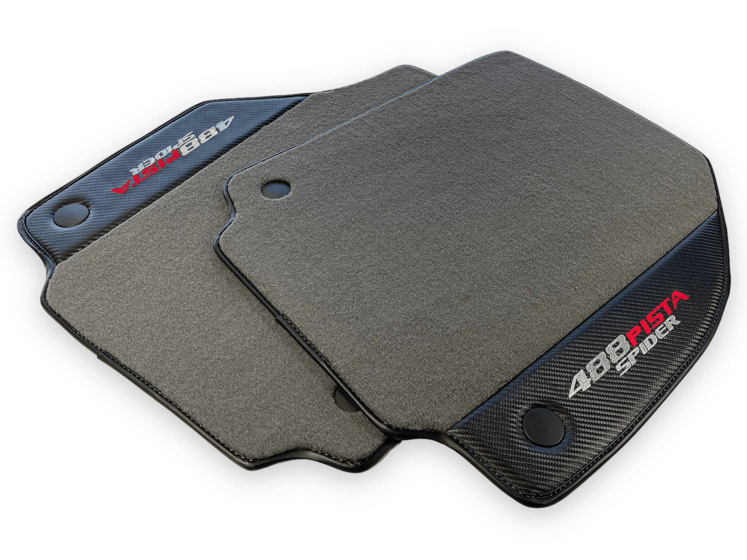 Gray Floor Mats For Ferrari 488 Pista Spider 2019-2021 With Carbon Fiber Leather - AutoWin