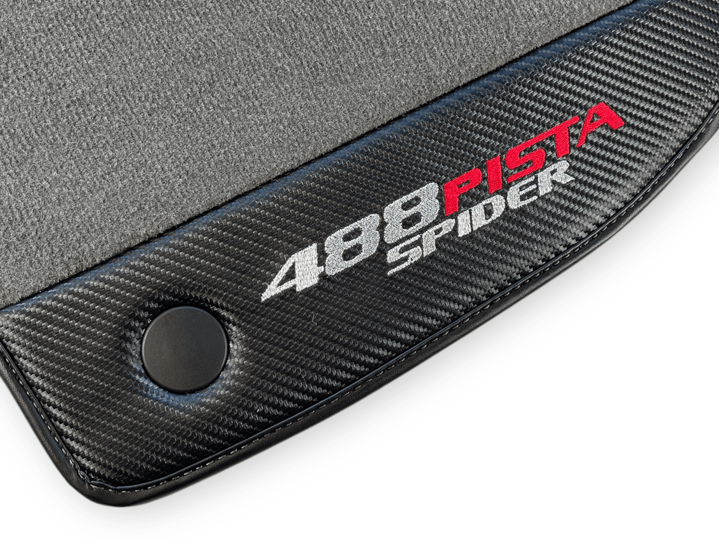 Gray Floor Mats For Ferrari 488 Pista Spider 2019-2021 With Carbon Fiber Leather - AutoWin