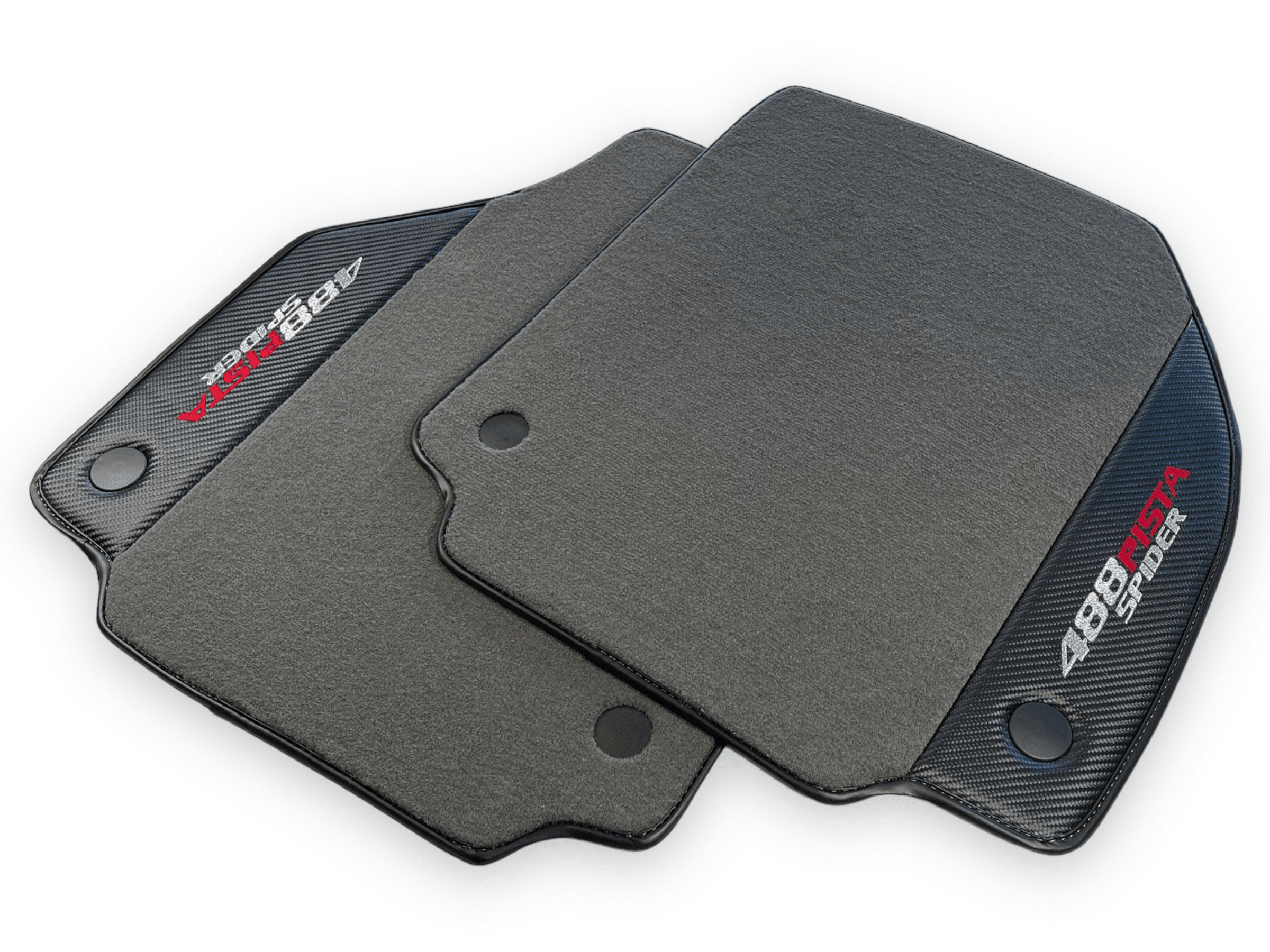 Gray Floor Mats For Ferrari 488 Pista Spider 2019-2021 With Carbon Fiber Leather - AutoWin