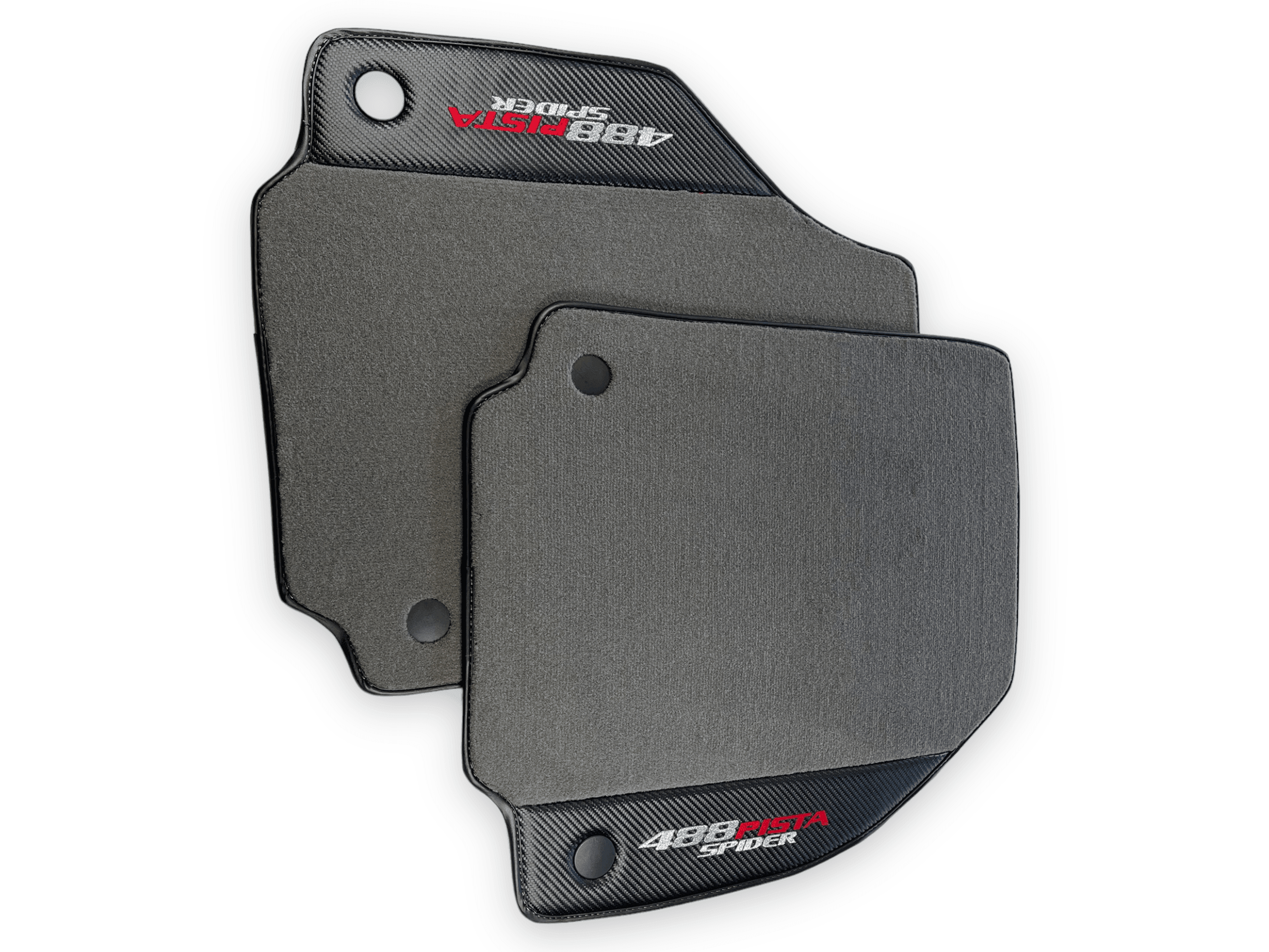Gray Floor Mats For Ferrari 488 Pista Spider 2019-2021 With Carbon Fiber Leather - AutoWin