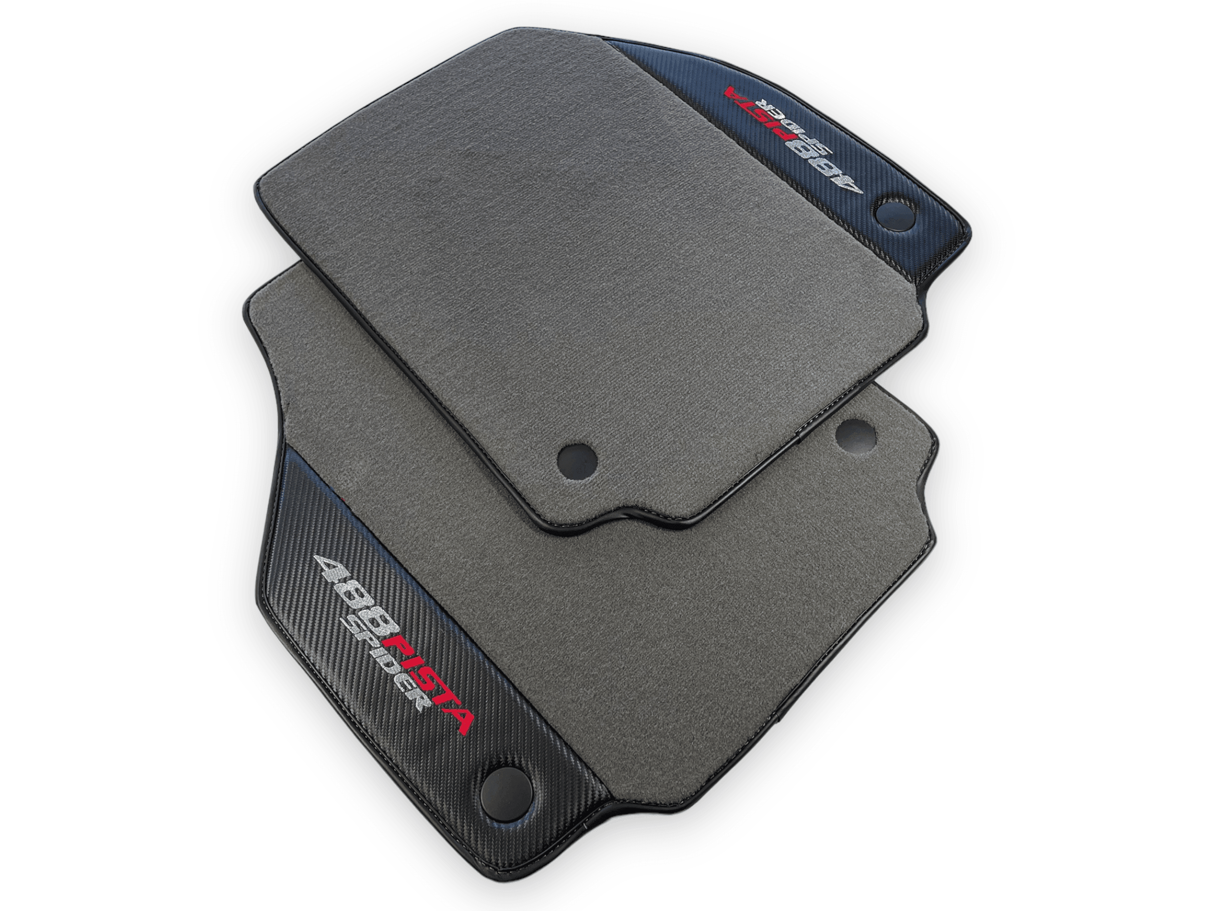 Gray Floor Mats For Ferrari 488 Pista Spider 2019-2021 With Carbon Fiber Leather - AutoWin