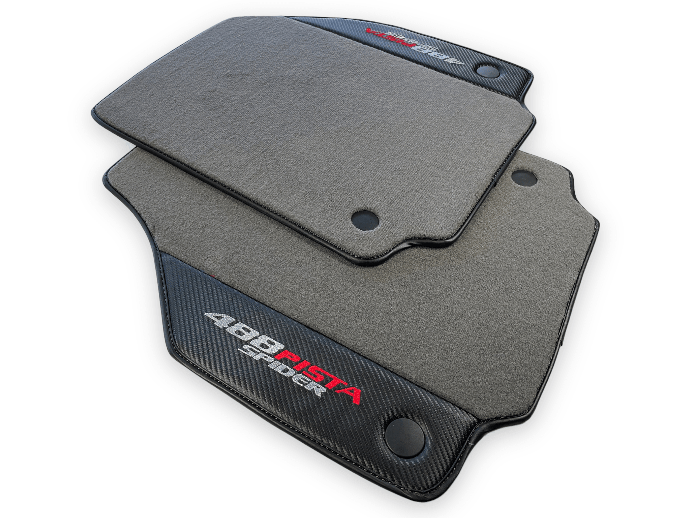 Gray Floor Mats For Ferrari 488 Pista Spider 2019-2021 With Carbon Fiber Leather - AutoWin