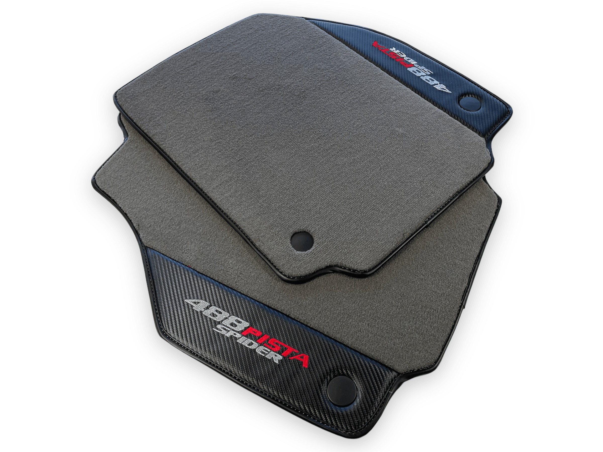 Gray Floor Mats For Ferrari 488 Pista Spider 2019-2021 With Carbon Fiber Leather - AutoWin