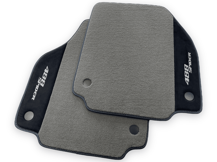 Gray Floor Mats For Ferrari 488 Spider 2015-2022 Alcantara Leather - AutoWin