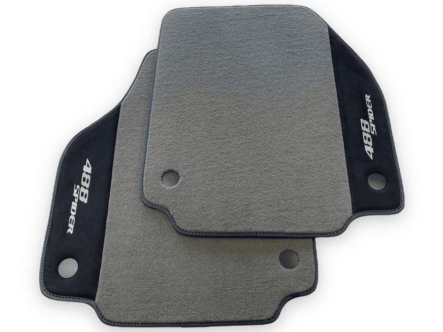 Gray Floor Mats For Ferrari 488 Spider 2015-2022 Alcantara Leather - AutoWin