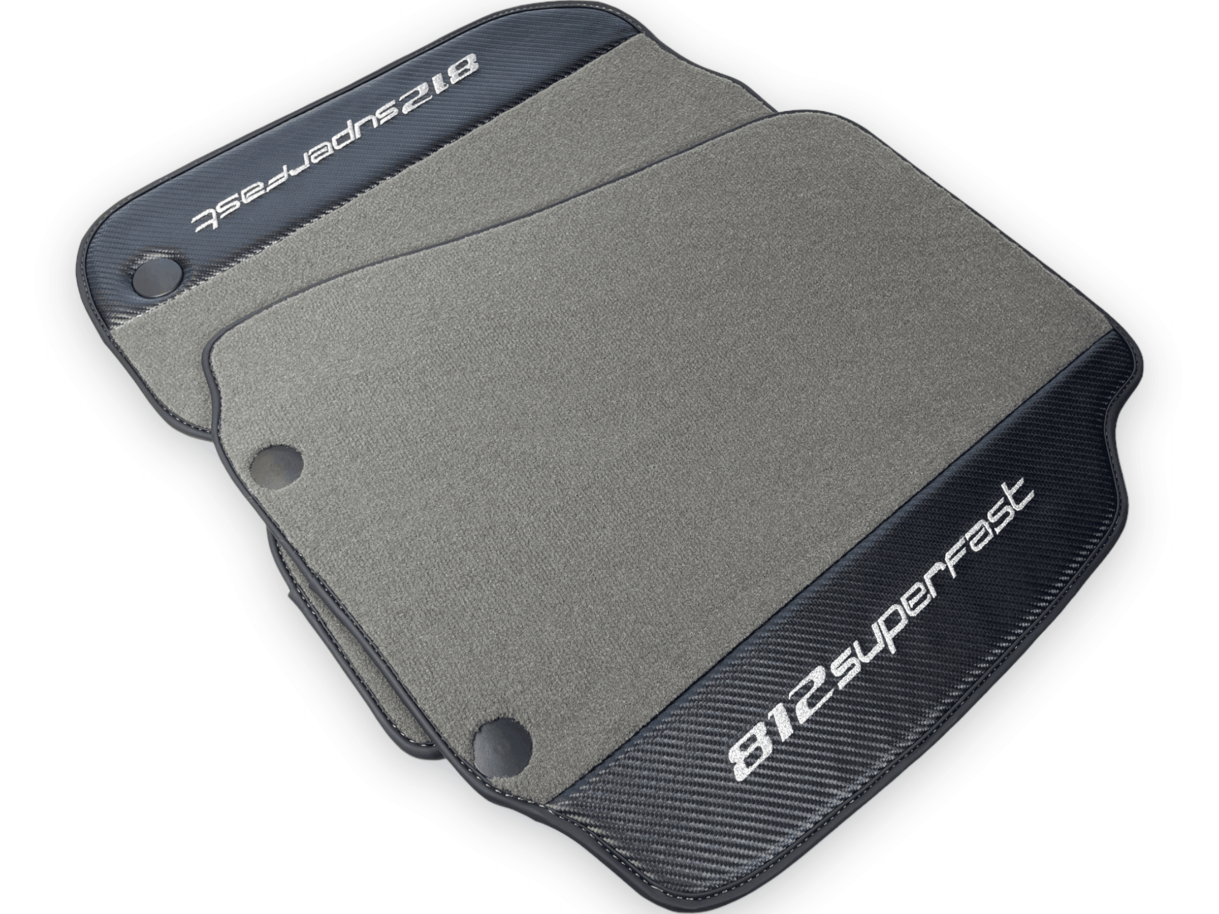 Gray Floor Mats For Ferrari 812 Superfast With Carbon Fiber Leather - AutoWin