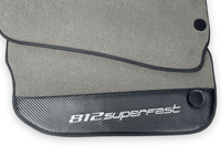 Gray Floor Mats For Ferrari 812 Superfast With Carbon Fiber Leather - AutoWin