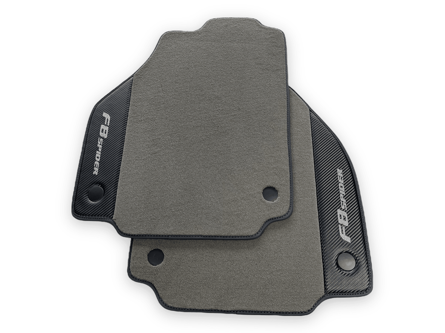 Gray Floor Mats For Ferrari F8 Spider 2019-2022 With Carbon Fiber Leather - AutoWin