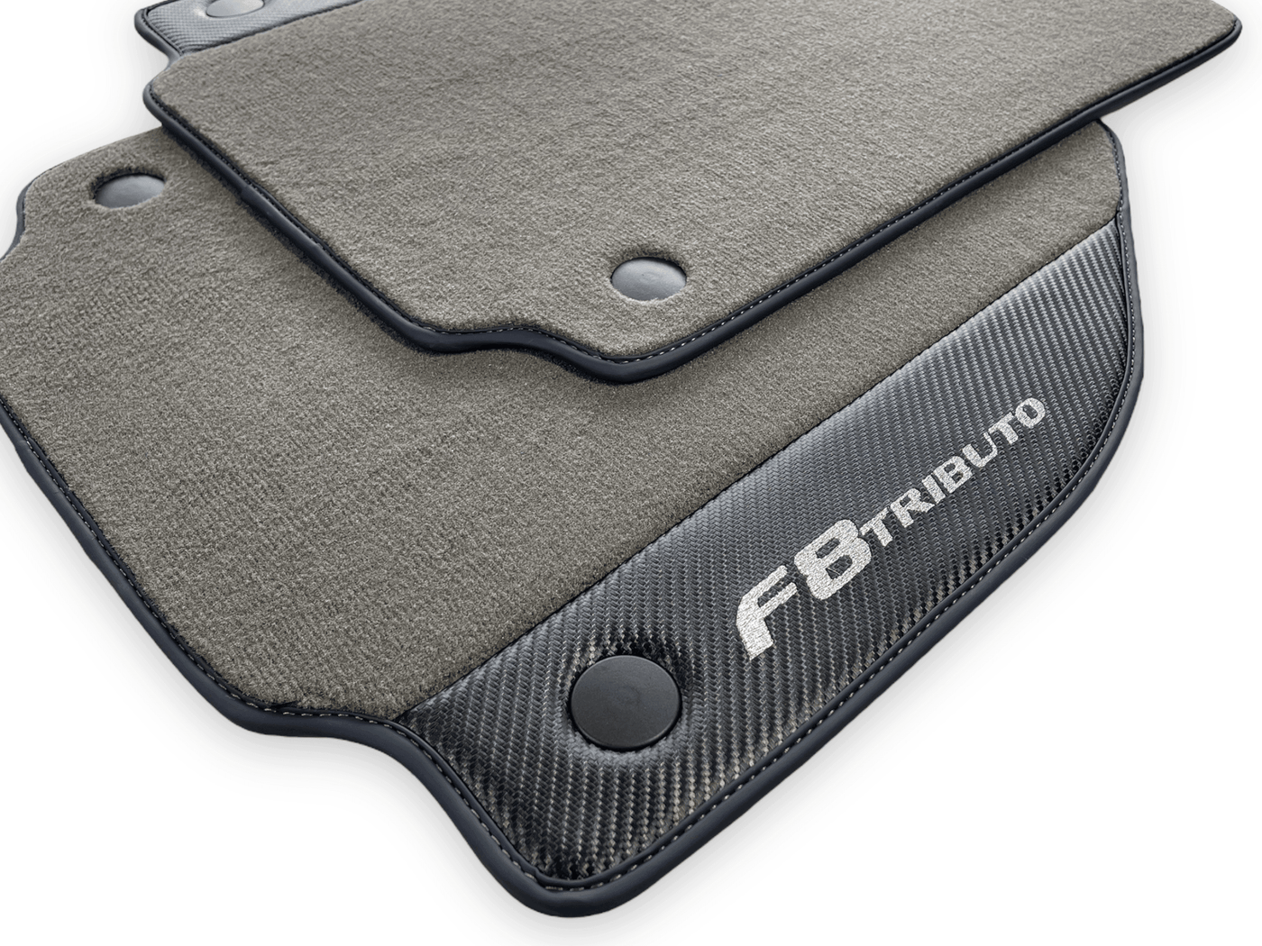 Gray Floor Mats For Ferrari F8 Tributo 2019-2022 With Carbon Leather - AutoWin