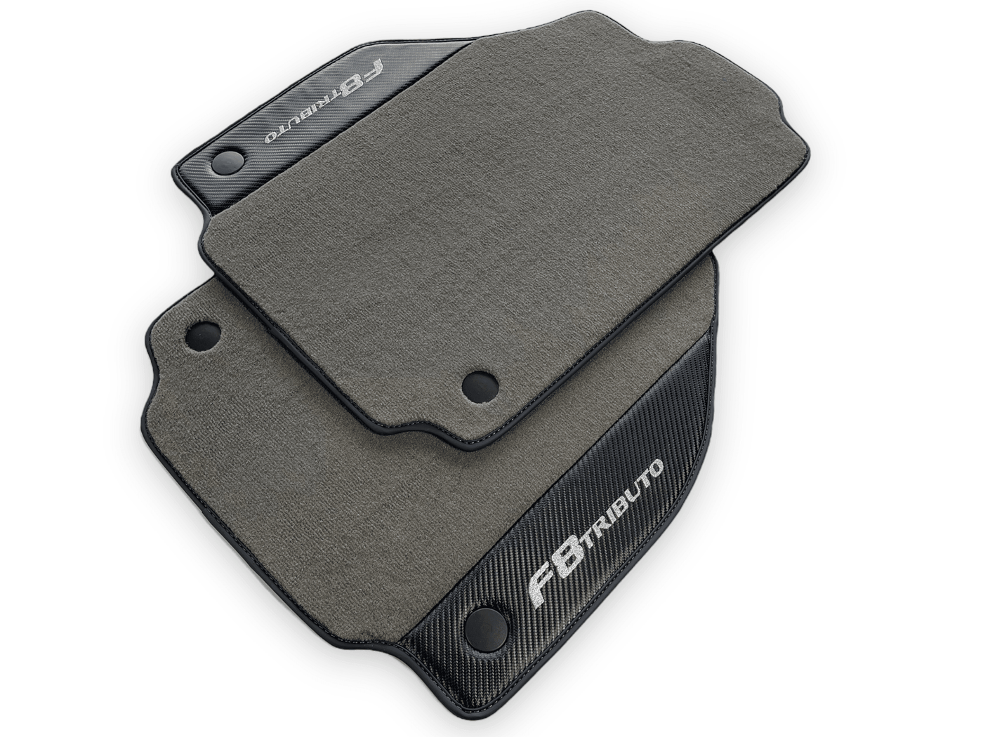 Gray Floor Mats For Ferrari F8 Tributo 2019-2022 With Carbon Leather - AutoWin