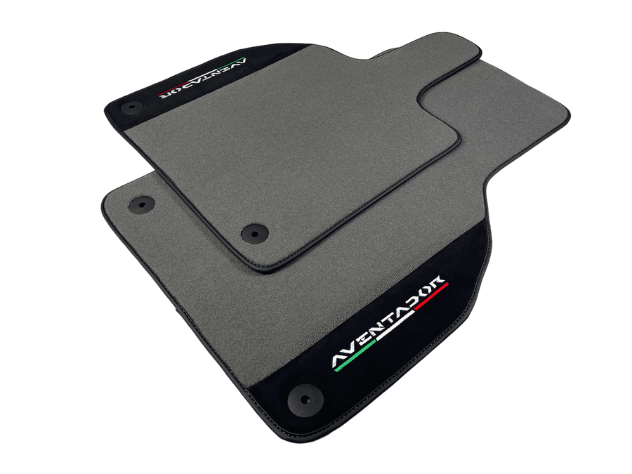 Gray Floor Mats for Lamborghini Aventador With Alcantara Leather - AutoWin