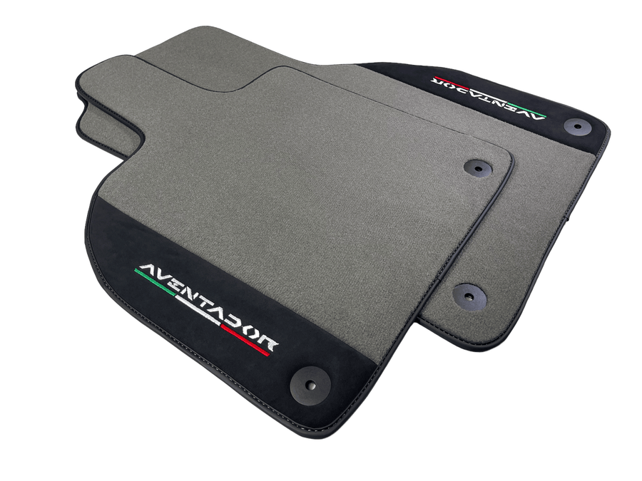 Gray Floor Mats for Lamborghini Aventador With Alcantara Leather - AutoWin