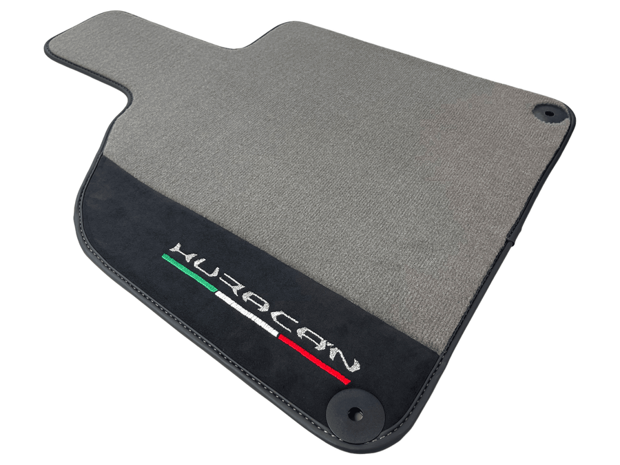 Gray Floor Mats for Lamborghini Huracan With Alcantara Leather - AutoWin