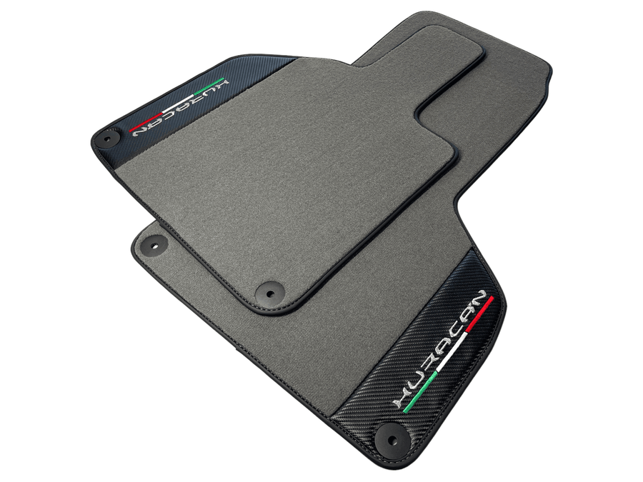 Gray Floor Mats for Lamborghini Huracan With Carbon Fiber Leather - AutoWin