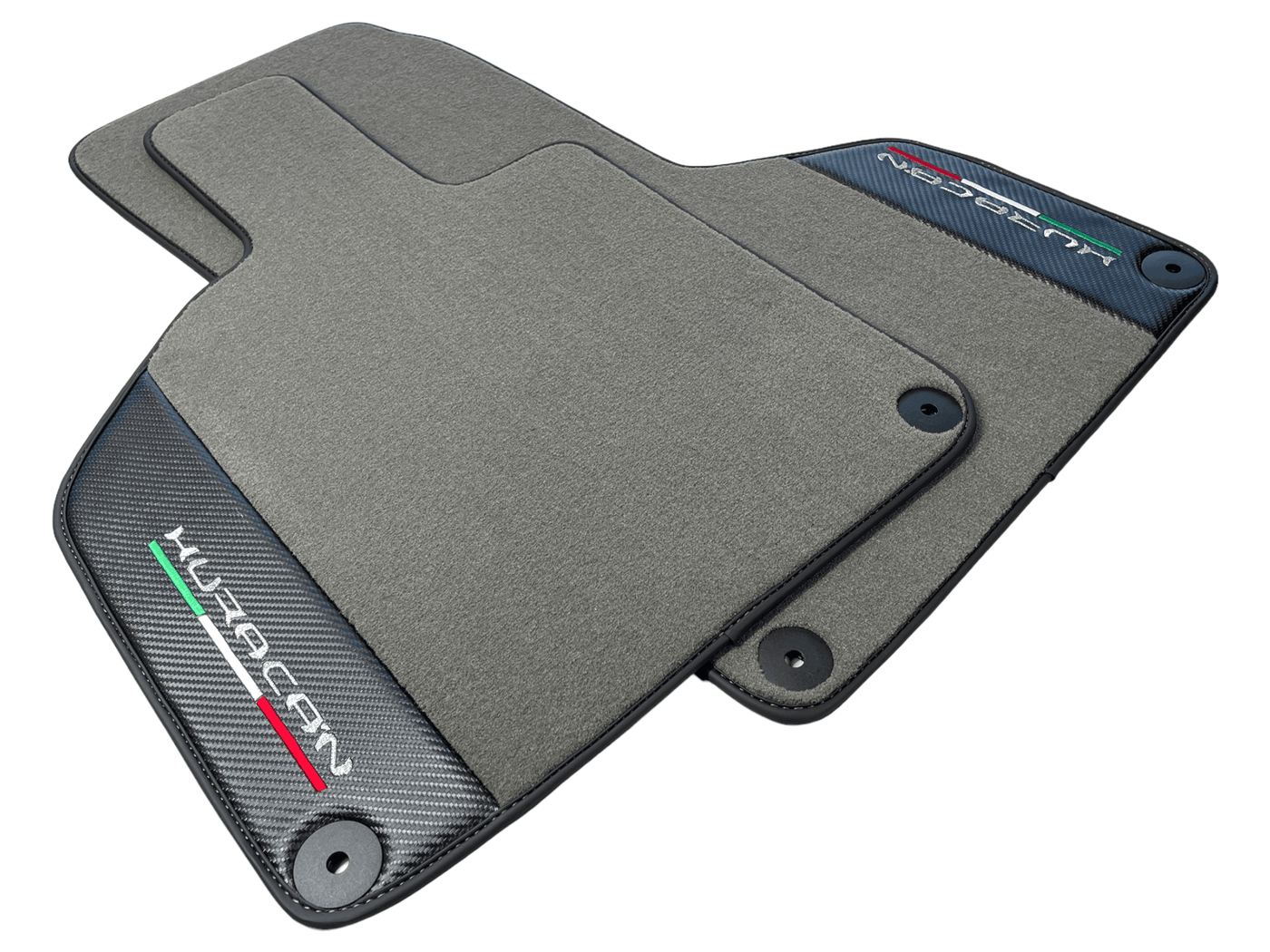 Gray Floor Mats for Lamborghini Huracan With Carbon Fiber Leather - AutoWin