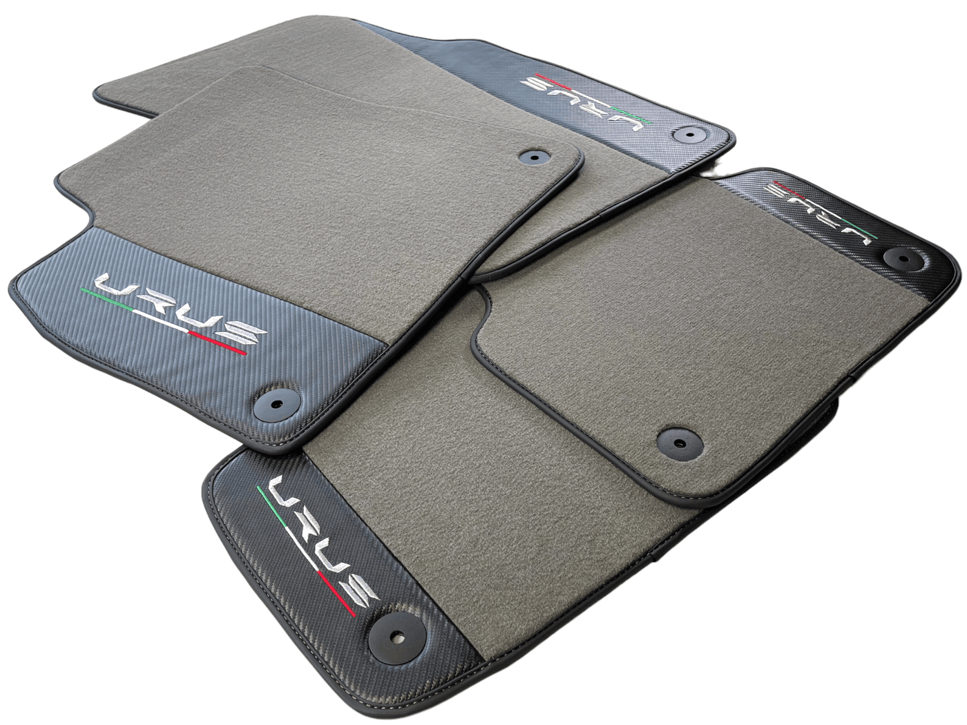 Gray Floor Mats For Lamborghini Urus With Carbon Leather - AutoWin