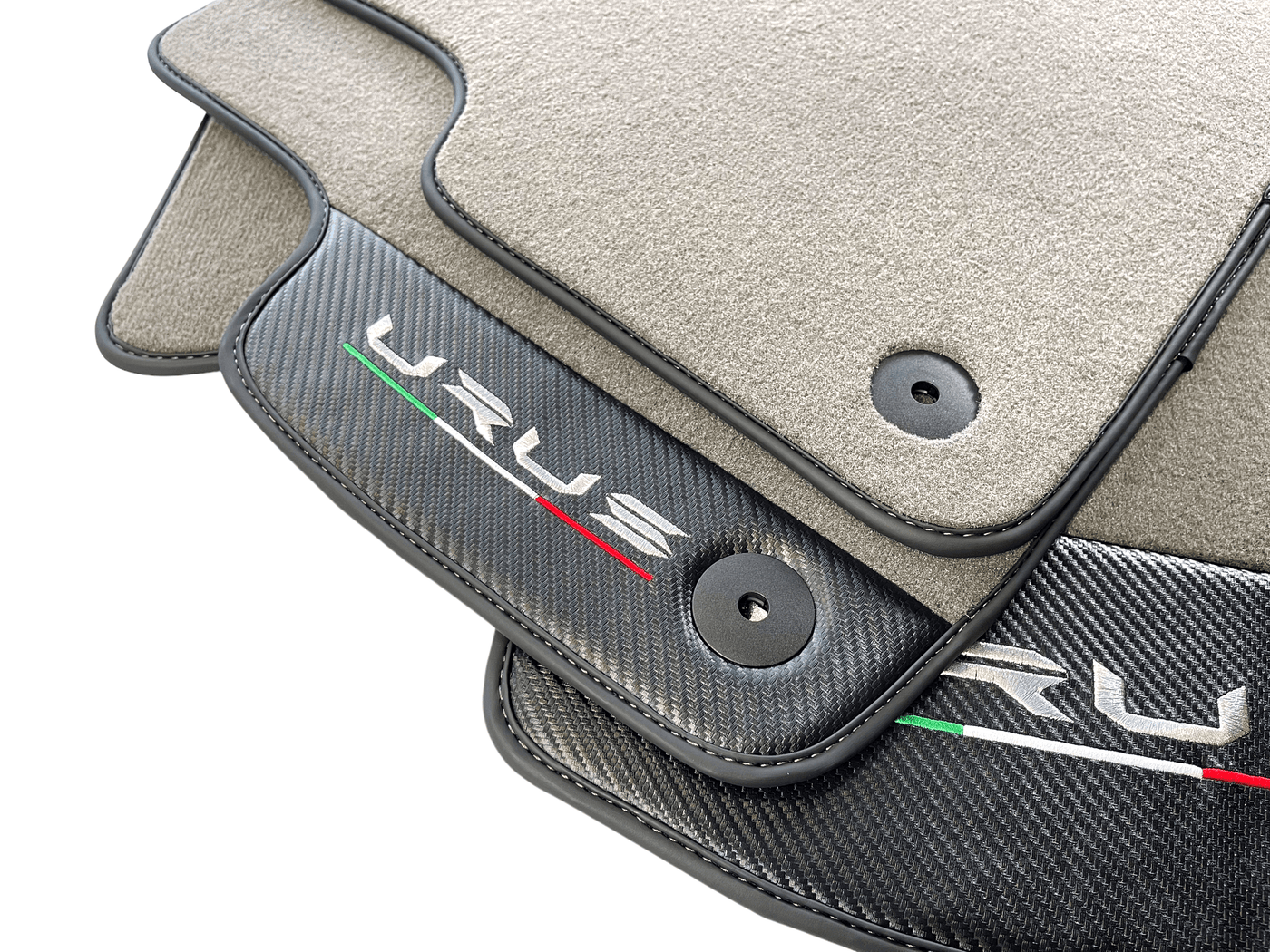 Gray Floor Mats For Lamborghini Urus With Carbon Leather - AutoWin