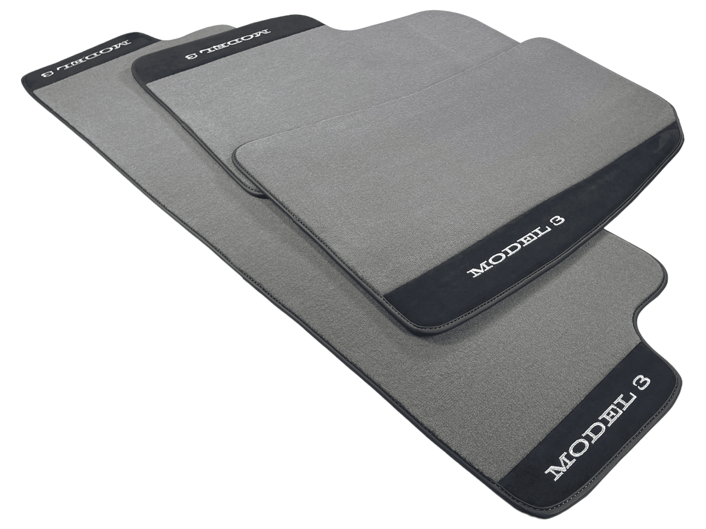 Gray Floor Mats For Tesla Model 3 With Alcantara Leather - AutoWin
