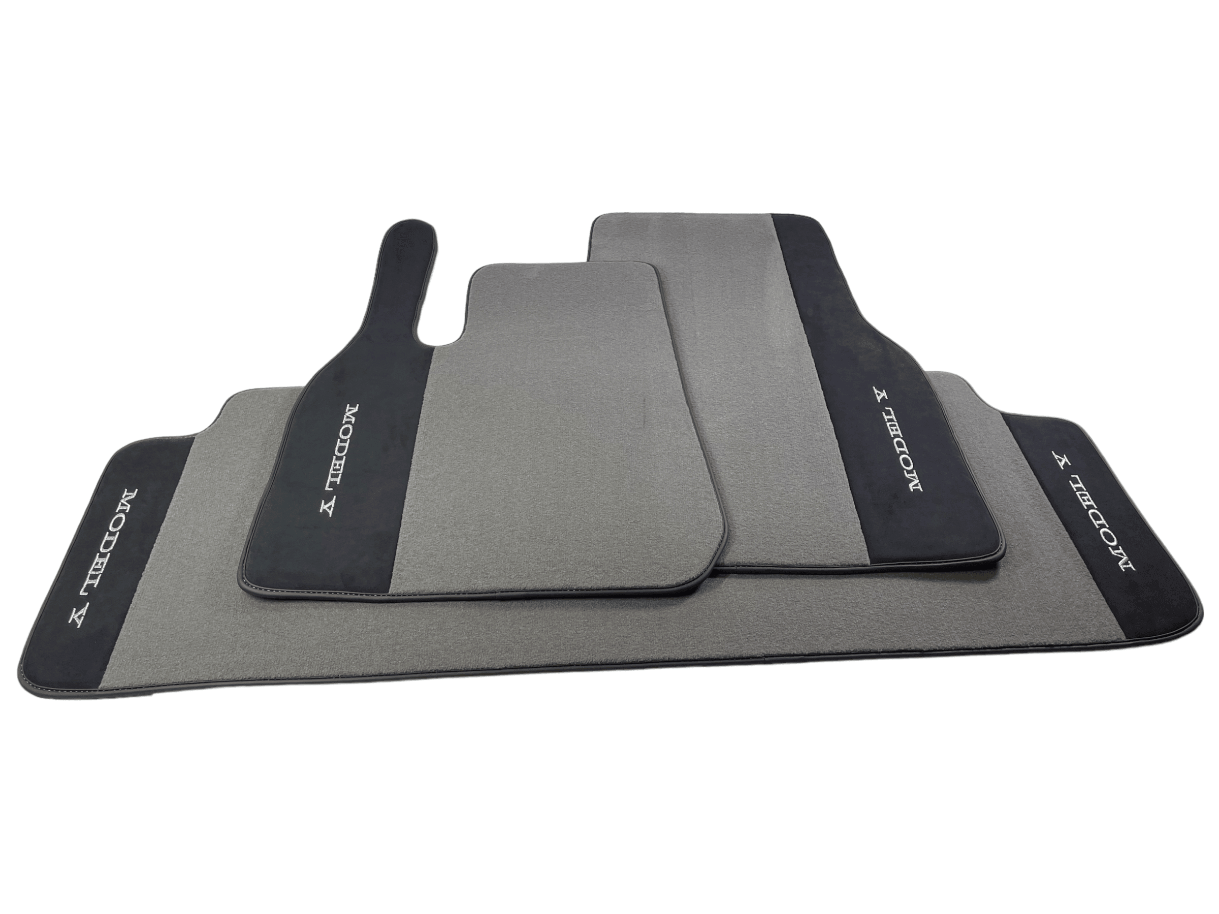 Gray Floor Mats For Tesla Model Y With Alcantara Leather - AutoWin