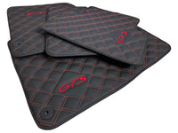 Leather Floor Mats for Porsche Cayenne GTS 2018-2023 Red Sewing - AutoWin