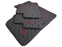 Leather Floor Mats for Porsche Cayenne GTS 2018-2023 Red Sewing - AutoWin