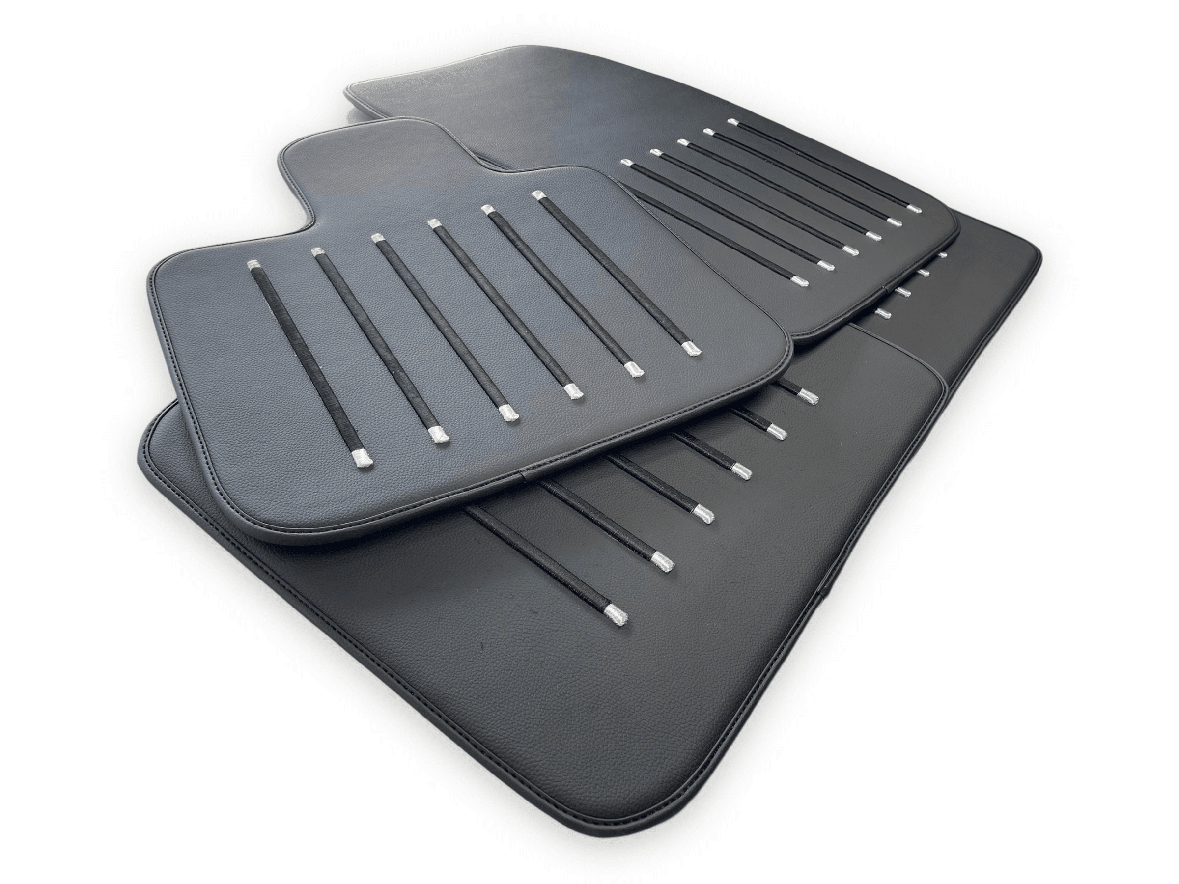 Leather Floor Mats For Rolls Royce Black Badge Cullinan Rr31 2018-2023 Black - AutoWin